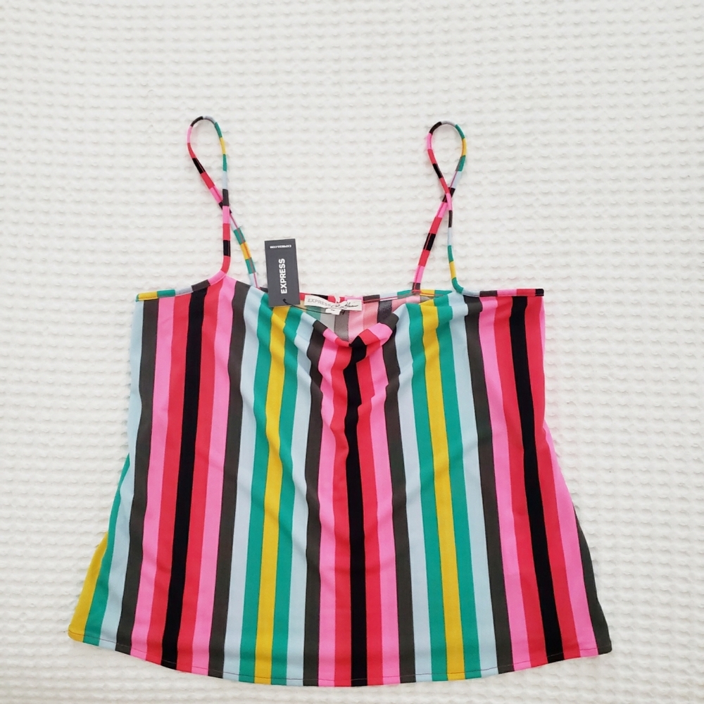 EXPRESS colorful stripe cowl neck crop camisole XS